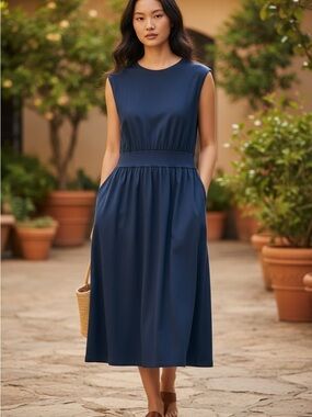 Barbour  plus size Navy  Midi Dress sleeveless t-shirt dress size 14